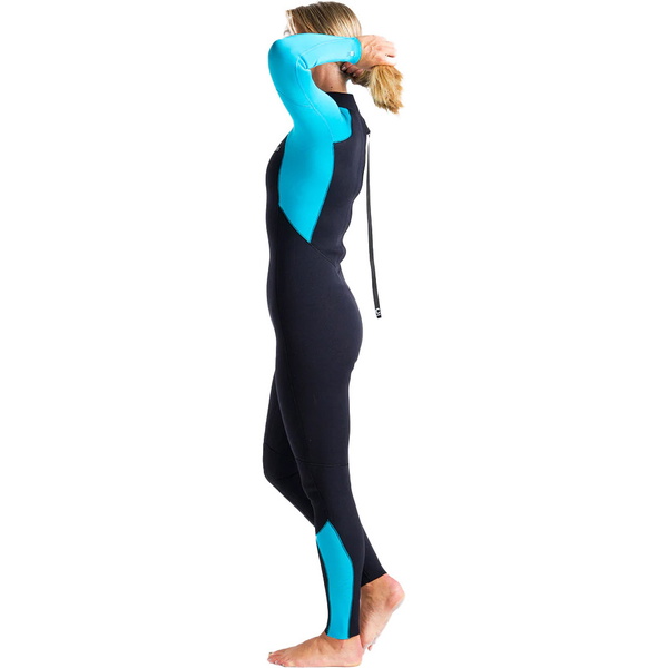 2026 C-Skins Womens Surflite 3/2mm GBS Back Zip Wetsuit C-SL32WBZ - Raven Black / Bright Cyan / Azure